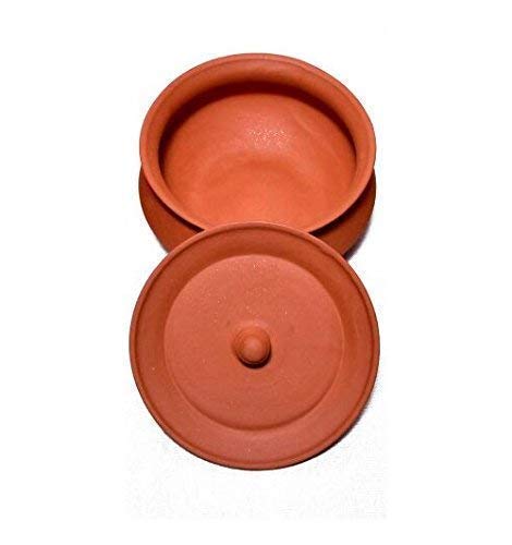 Vintica Organic Clay Crafts Clay Dahi Handi/Curd Pot With Lid Medium Size 500 Ml